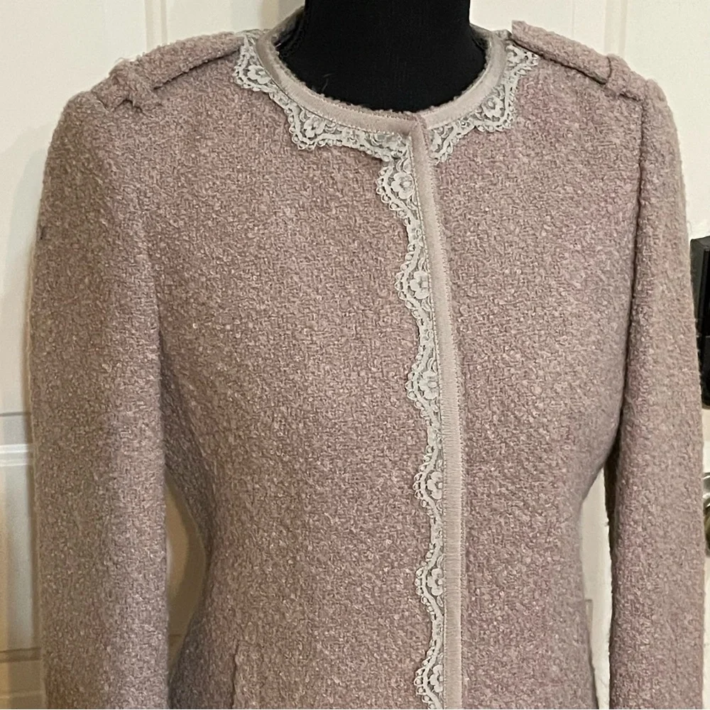 Banana Republic Lace Trim Mauve Wool Blend Blazer Jacket Women's Sz 2 - Picture 9 of 13